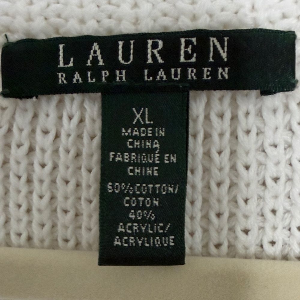 Lauren Ralph Lauren V-Neck Sweater in White Size XL - Picture 3 of 11